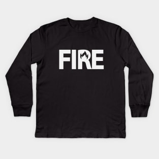 Fire artistic typography design Kids Long Sleeve T-Shirt